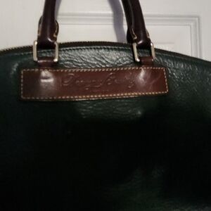 Elegant Green Leather Dooney and Burke Vintage Leather Bag, Some Wear 1 Corner